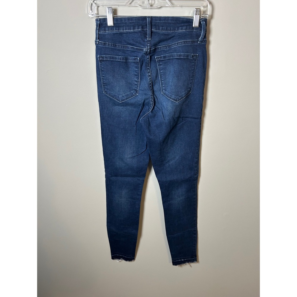 Old Navy Rockstar High Rise Skinny‎ Jeans Dark Wash Raw Hem 2 Tall - Picture 3 of 5